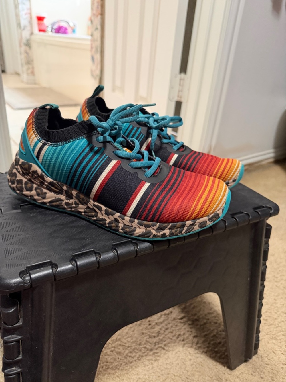 Sarape Sneakers with Leopard Print Sole